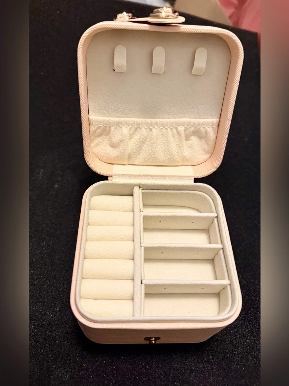 Compact Pale Pink Jewelry Case with Gold Hardware NEW